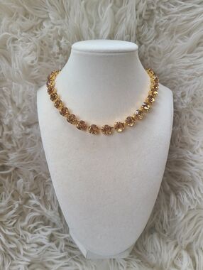 Gorgeous Rare Swarovski Gold Toned Crystal Tennis Necklace-Excellent Condition